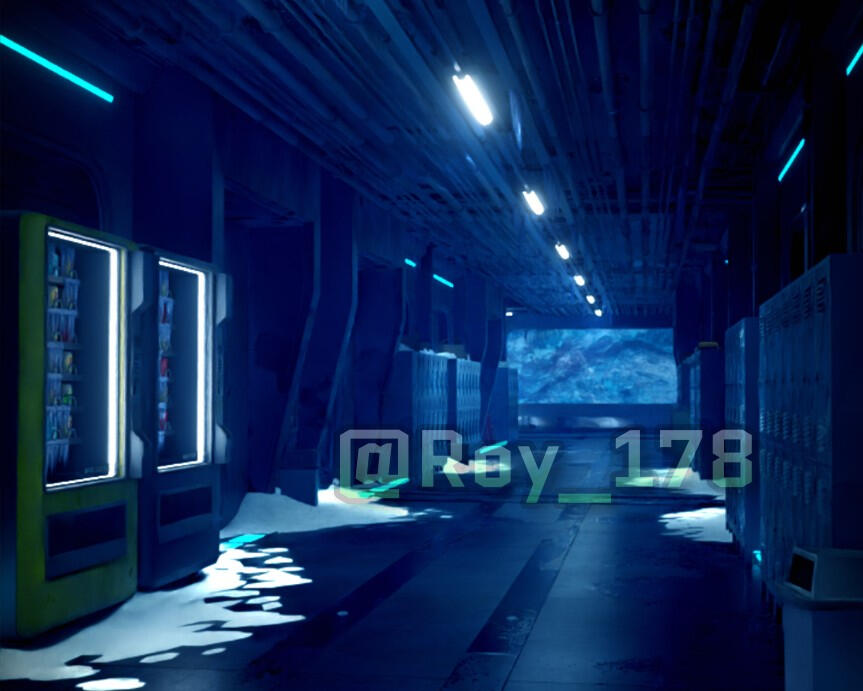 Locker hallway scene recreation from Murder Drones.